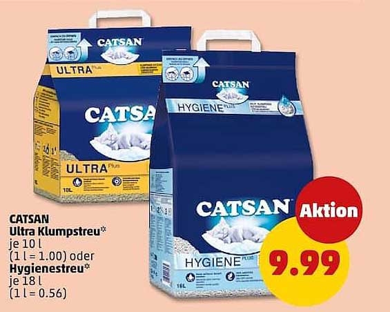 CATSAN Ultra Klumpstreu* je 10 l (1 l = 1.00) oder Hygienestreu* je 18 l (1 l = 0.56)