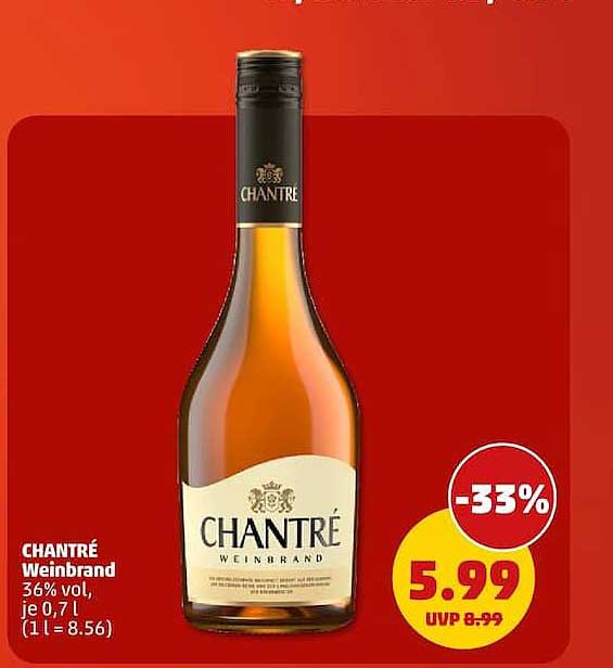 CHANTRÉ Weinbrand 36% vol, je 0,7 l (1 l = 8.56)