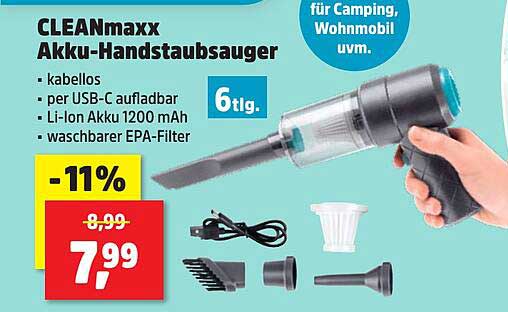 CLEANmaxx Akku-Handstaubsauger