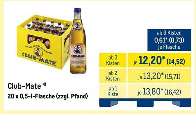 Club-Mate 4) 20 x 0,5-l-Flasche (zzgl. Pfand)
