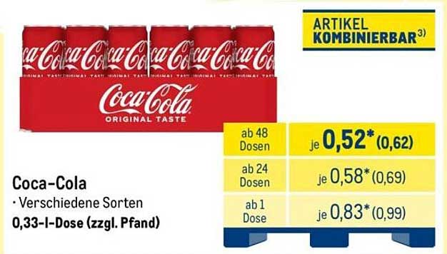 Coca-Cola • Verschiedene Sorten 0,33-l-Dose (zzgl. Pfand)
