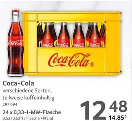 Coca-Cola verschiedene Sorten, teilweise koffeinhaltig 24 x 0.33-l-MW-Flasche