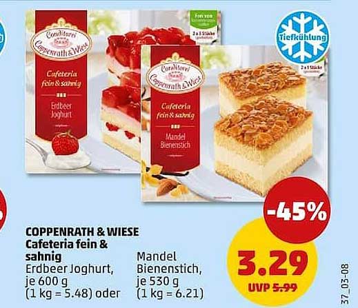 COPPENRATH & WIESE Cafeteria fein & sahnig Erdbeer Joghurt, je 600 g oder Mandel Bienenstich, je 530 g