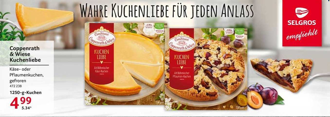 Coppenrath & Wiese Kuchenliebe Käse- oder Pflaumenkuchen, gefroren