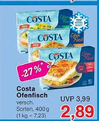 Costa Ofenfisch versch. Sorten, 400 g (1 kg = 7,23)