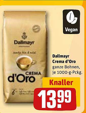 Dallmayr Crema d’Oro ganze Bohnen, je 1000-g-Pckg.