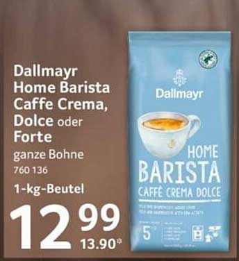 Dallmayr Home Barista Caffè Crema, Dolce oder Forte ganze Bohne 760 135 1-kg-Beutel