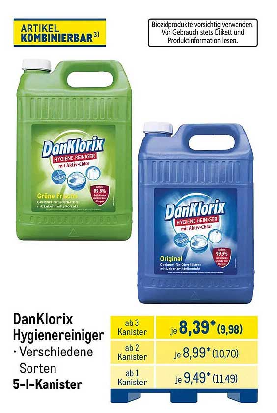 DanKlorix Hygienereiniger • Verschiedene Sorten 5-l-Kanister