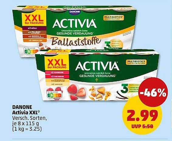 DANONE Activia XXL* Versch. Sorten, je 8 x 115 g (1 kg = 3.25)