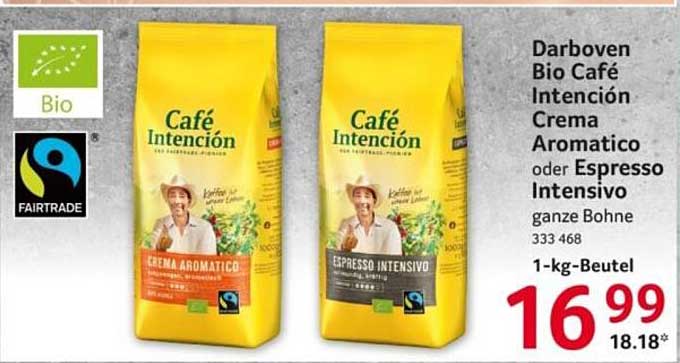 Darboven Bio Café Intención Crema Aromatico oder Espresso Intensivo ganze Bohne 1-kg-Beutel