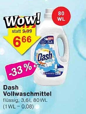Dash Vollwaschmittel flüssig, 3,6 l, 80 WL