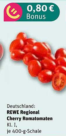 Deutschland: REWE Regional Cherry Romatomaten Kl. I, je 400-g-Schale