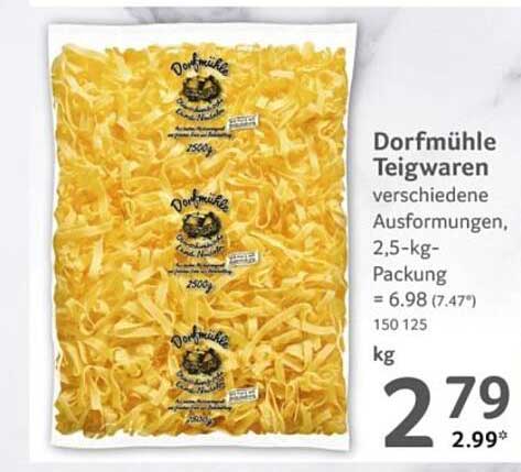 Dorfmühle Teigwaren verschiedene Ausformungen, 2,5-kg-Packung = 6.98 (7.47*)