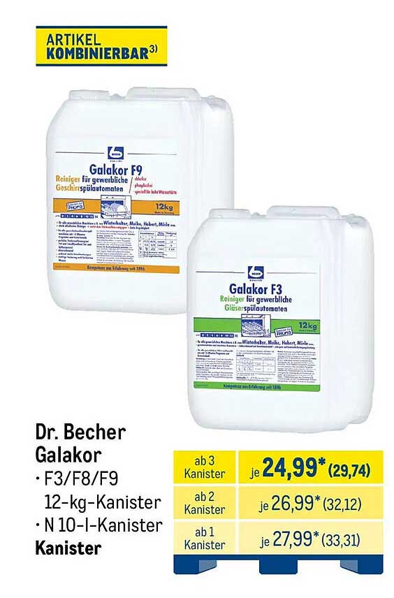 Dr. Becher Galakor • F3/F8/F9 12-kg-Kanister • N 10-l-Kanister Kanister