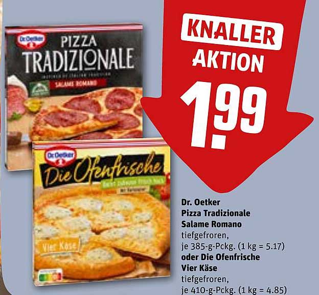 Dr. Oetker Pizza Tradizionale Salame Romano oder Die Ofenfrische Vier Käse