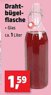 Draht-bügel-flasche - Glas ca.1 liter