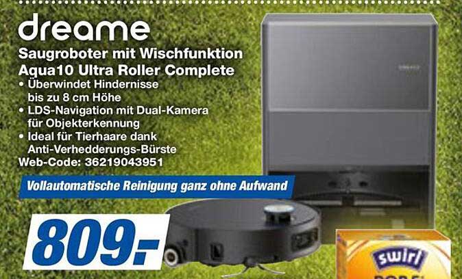 dreame Saugroboter mit Wischfunktion Aqua10 Ultra Roller Complete