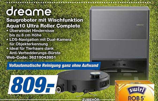 dreame Saugroboter mit Wischfunktion Aqua10 Ultra Roller Complete