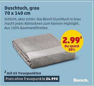 Duschtuch, grau 70 x 140 cm