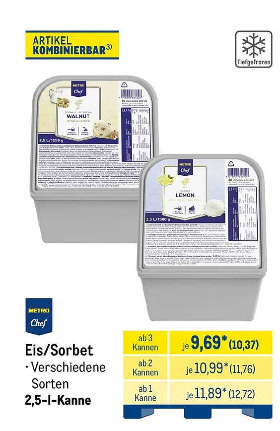 Eis/Sorbet • Verschiedene Sorten 2,5-l-Kanne