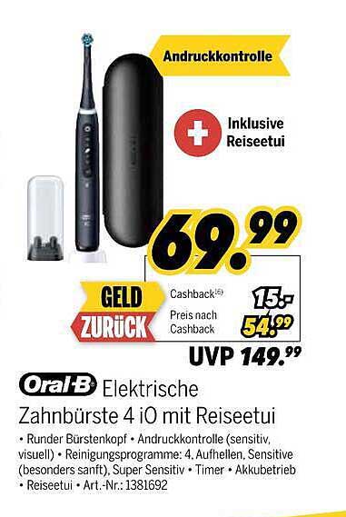 Elektrische Zahnbürste 4 iO mit Reiseetui