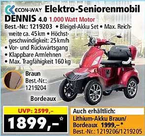 Elektro-Seniorenmobil DENNIS 4.0 1.000 Watt Motor