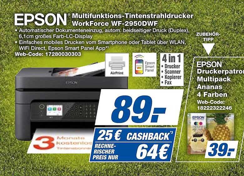 EPSON Multifunktions-Tintenstrahldrucker WorkForce WF-2950DWF