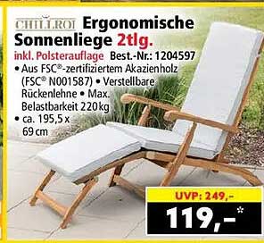 Ergonomische Sonnenliege 2tlg.