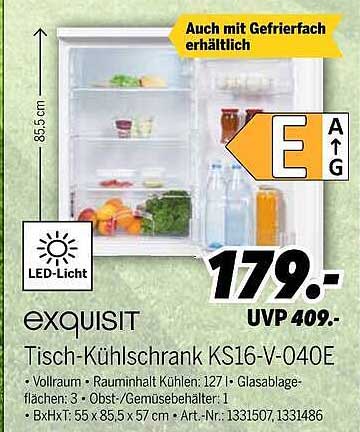 exquisit Tisch-Kühlschrank KS16-V-040E