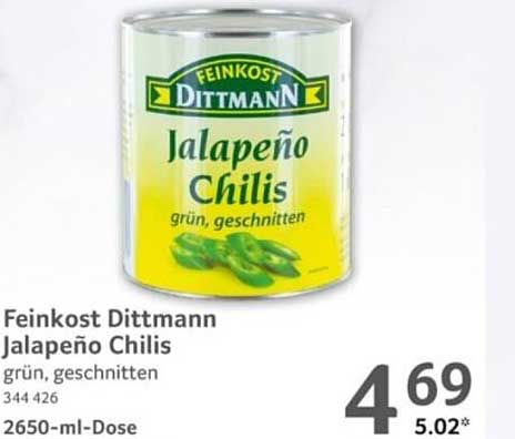 Feinkost Dittmann Jalapeño Chilis grün, geschnitten