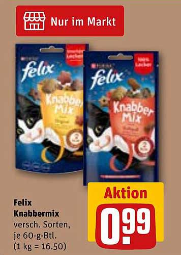 Felix Knabbermix versch. Sorten, je 60-g-Btl. (1 kg = 16.50)