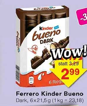 Ferrero Kinder Bueno Dark, 6x21,5g (1 kg = 23,18)