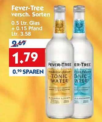 Fever-Tree versch. Sorten 0.5 Ltr. Glas + 0.15 Pfand Ltr. 3.58