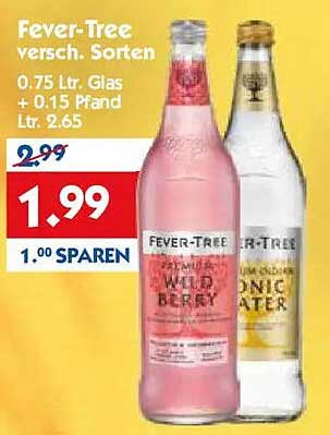 Fever-Tree versch. Sorten 0.75 Ltr. Glas + 0.15 Pfand