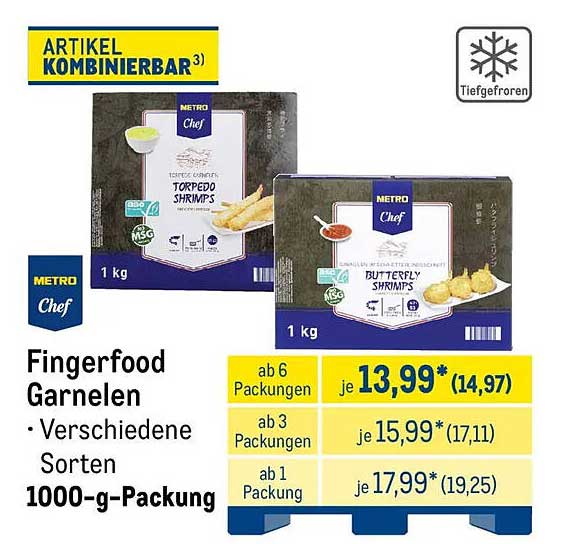 Fingerfood Garnelen - Verschiedene Sorten 1000-g-Packung