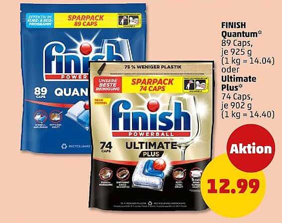 FINISH Quantum* 89 Caps, je 925 g (1 kg = 14.04) oder Ultimate Plus* 74 Caps, je 902 g (1 kg = 14.40)