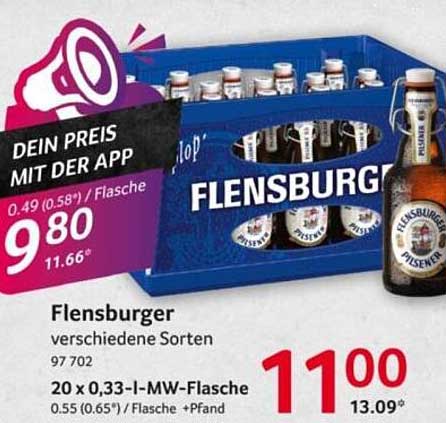 Flensburger verschiedene Sorten 20 x 0,33-l-MW-Flasche