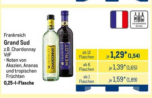 Frankreich Grand Sud z.B. Chardonnay VdF