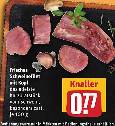 Frisches Schweinefilet mit Kopf