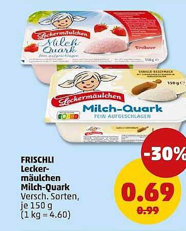 FRISCHLI Lecker-mäulchen Milch-Quark Versch. Sorten, je 150 g (1 kg = 4.60)