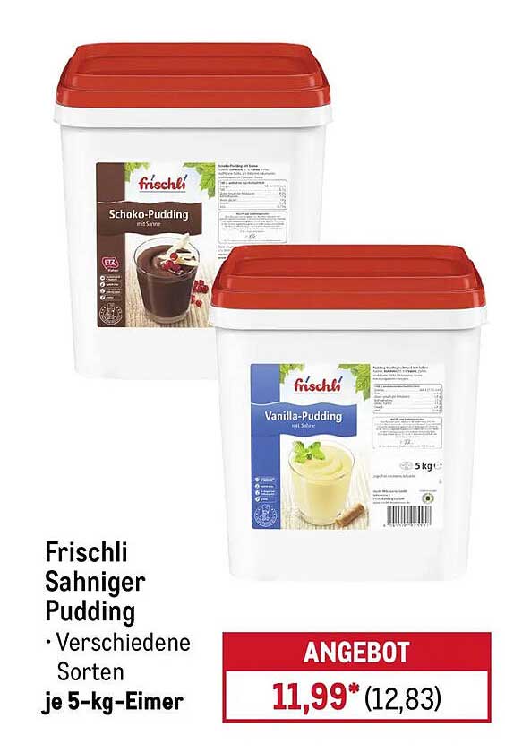 Frischli Sahniger Pudding • Verschiedene Sorten je 5-kg-Eimer