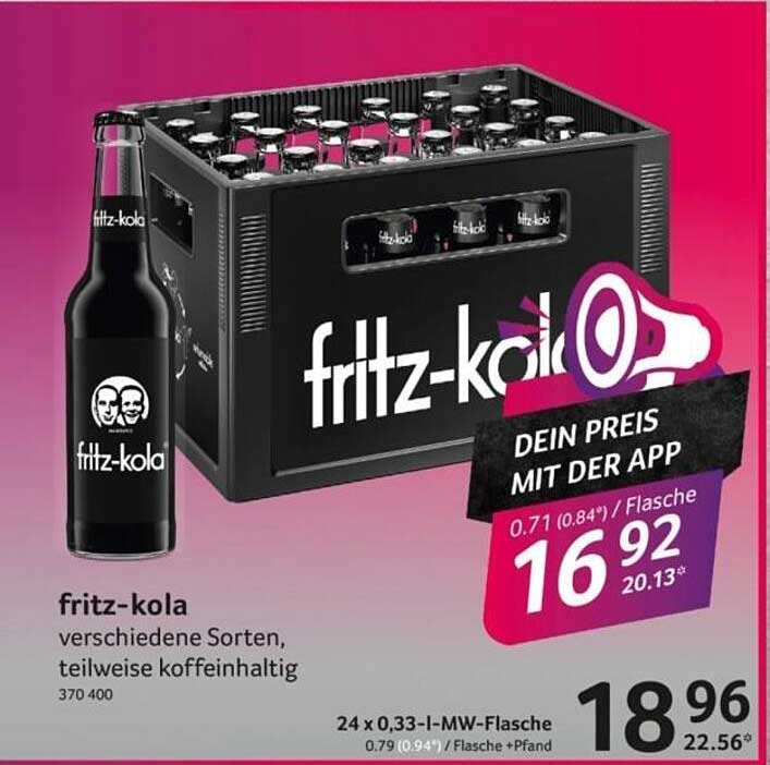 fritz-kola verschiedene Sorten, teilweise koffeinhaltig 370 400