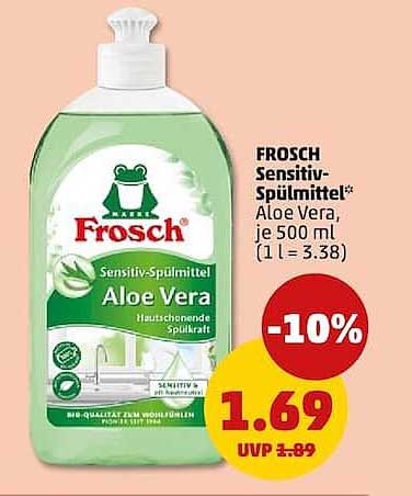 FROSCH Sensitiv-Spülmittel* Aloe Vera, je 500 ml (1 l = 3.38)