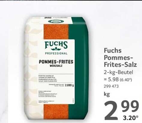 Fuchs Pommes-Frites-Salz 2-kg-Beutel