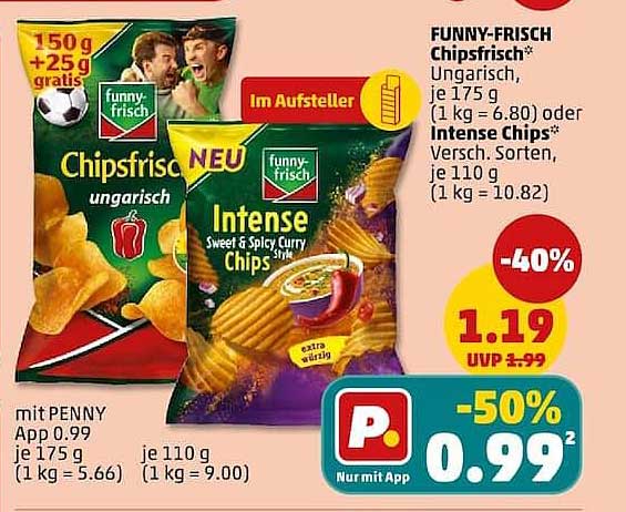 FUNNY-FRISCH Chipsfrisch ungarisch, je 175 g oder Intense Chips* Versch. Sorten, je 110 g