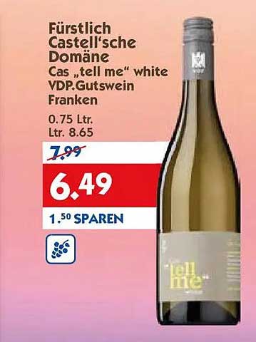 Fürstlich Castell'sche Domäne Cas „tell me“ white VDP.Gutswein Franken