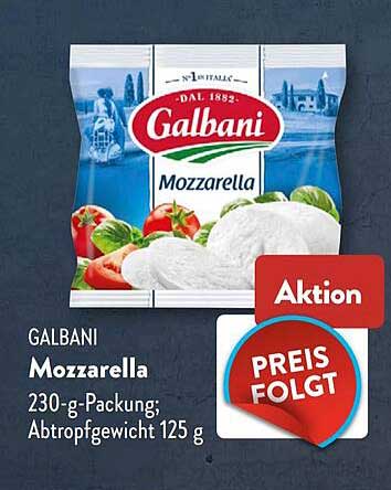 GALBANI Mozzarella 230-g-Packung; Abtropfgewicht 125 g