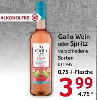 Gallo Wein oder Spritz verschiedene Sorten 0,75-l-Flasche