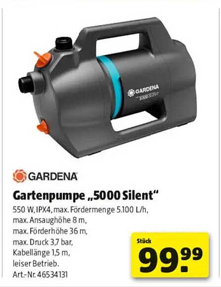 GARDENA Gartenpumpe „5000 Silent“