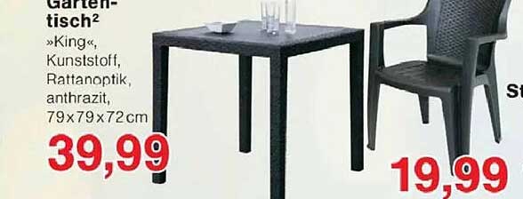 Garten-tisch² »King«, Kunststoff, Rattanoptik, anthrazit, 79 x 79 x 72 cm
